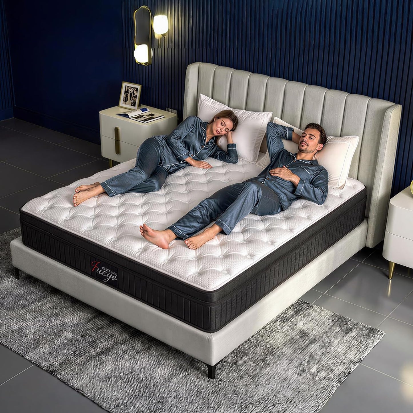 Juego 12 Inch Queen Mattress - Hybrid Design with Medium Firm Memory Foam & Pocket Springs for Pressure Relief