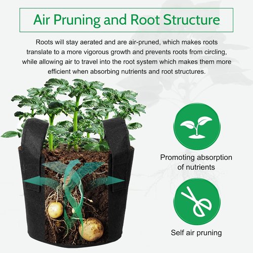 JERIA 12-Pack Grow Bags - 3 Gallon Heavy-Duty Nonwoven Garden Pots with Reinforced Handles