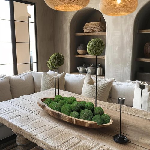 Biubee Decorative Faux Dried Moss Balls - 18 Pack of 6pcs 3.1" & 12pcs 2.2" Handmade Spheres for Home Decor