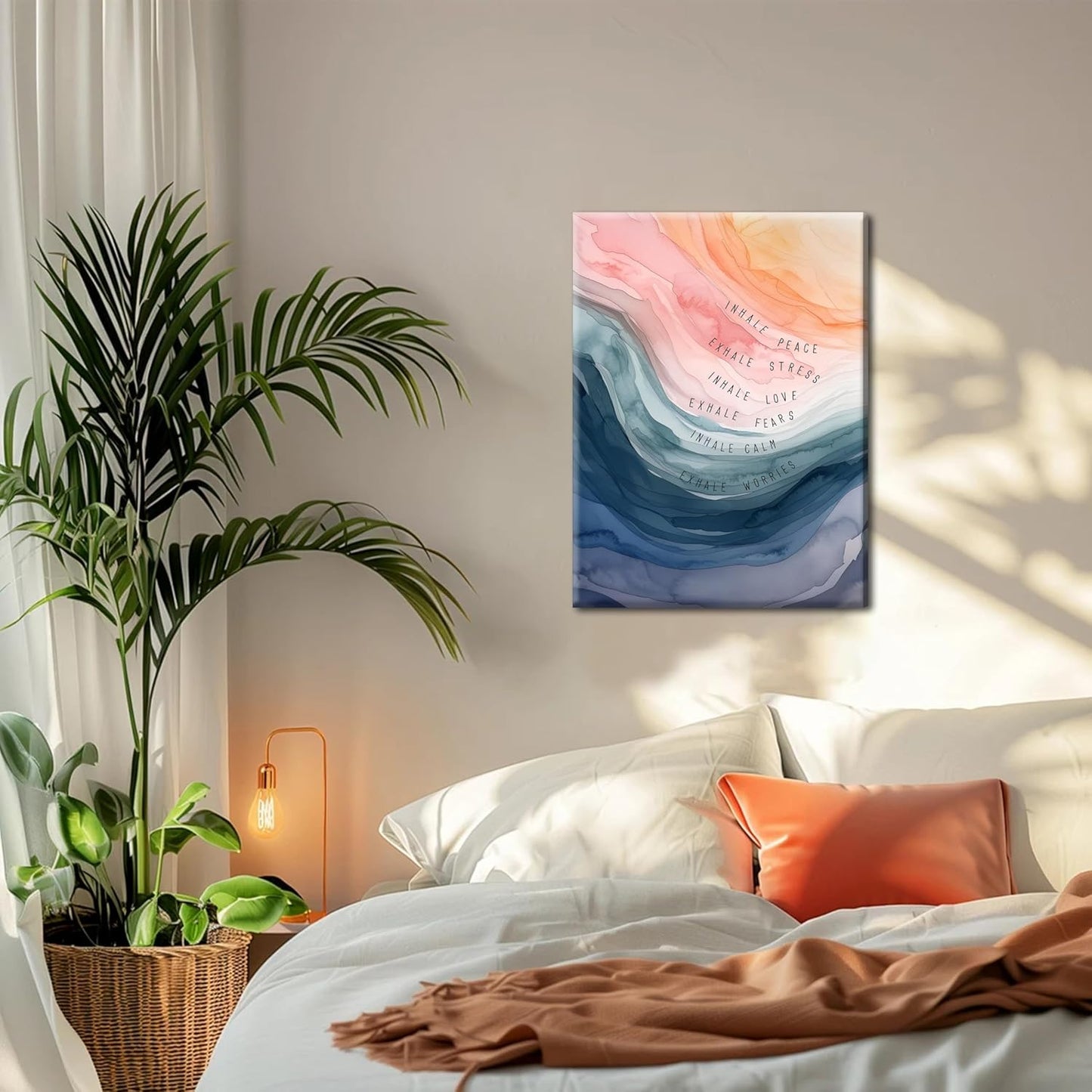 Therapy Office Wall Art | Mental Health Inspirational Canvas Prints - Inhale Exhale Meditation Decor, Framed 12x16 Inch