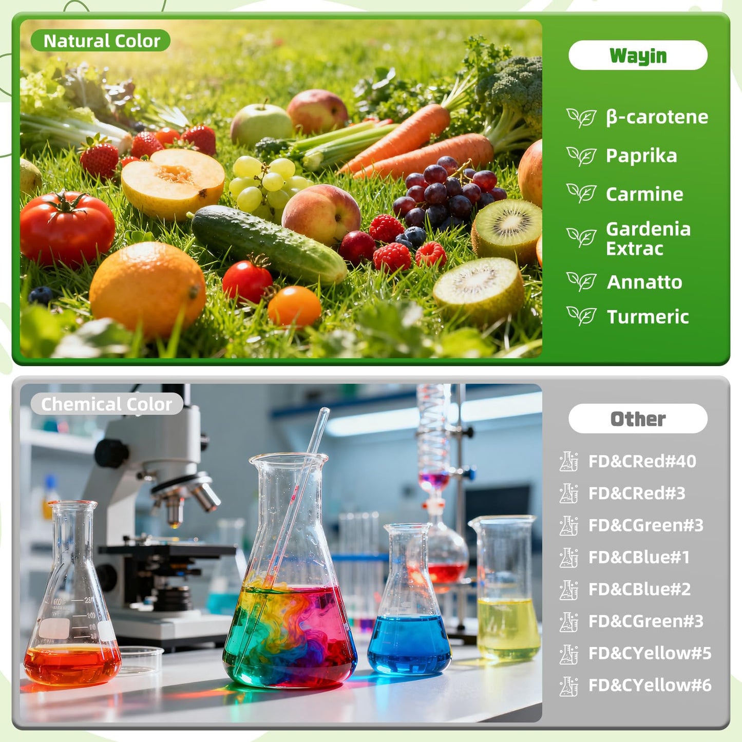 Natural Food Coloring Liquid Set - 6 Vibrant Color Food Grade