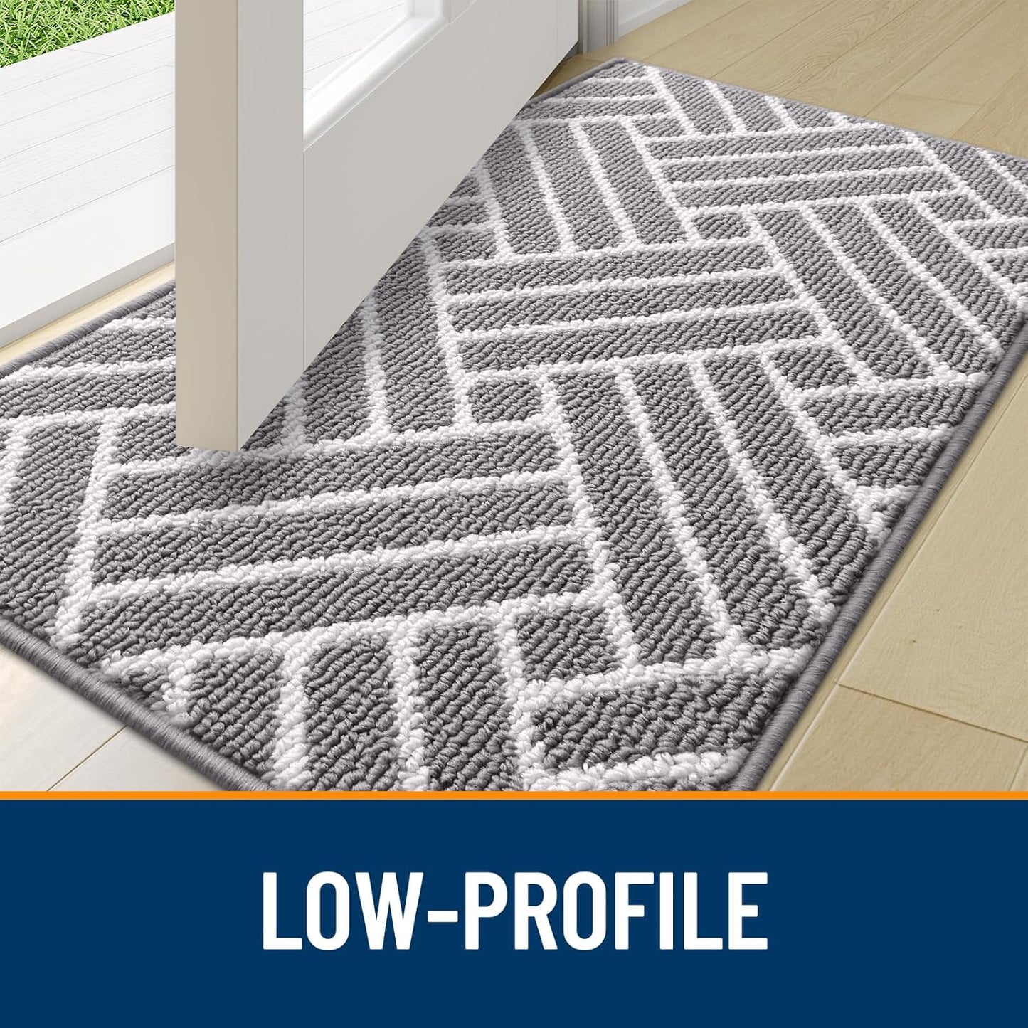 OLANLY Indoor Door Mat - 32x20 Inch, Dirt Resistant & Absorbent | Non-Slip Rubber Backing, Easy Clean Grey Doormat