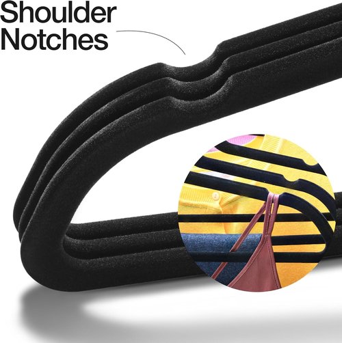Home-it Premium Velvet Hangers - Heavy Duty Ultra Thin Non-Slip Black Suit Hangers | 50 Pack with 360° Hook
