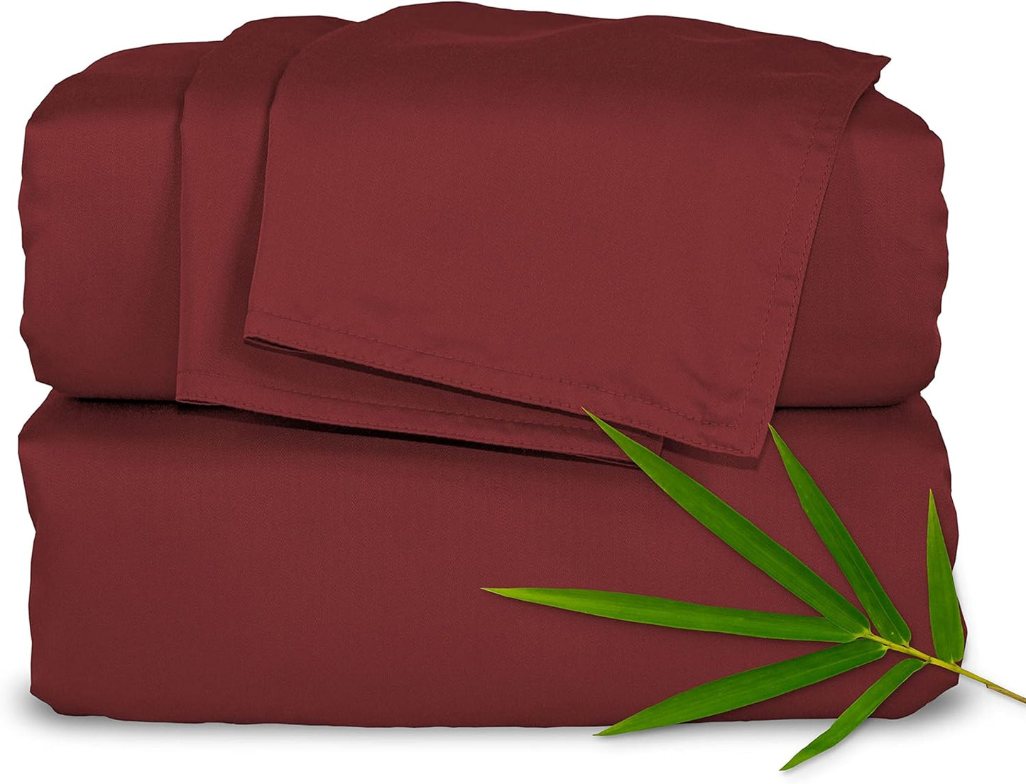 Pure Bamboo Queen Sheets - Luxuriously Soft 100% Organic Viscose Bed Sheet Set | Cooling Comfort in Merlot