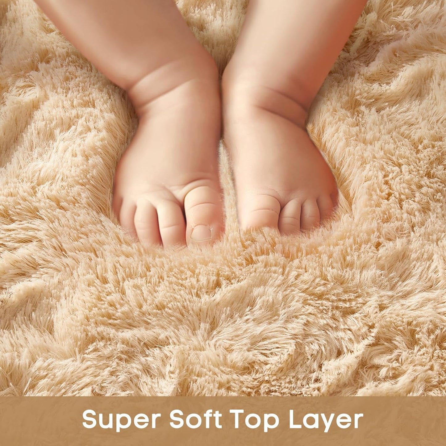 Ophanie Beige Area Rug - Plush Soft Shaggy Carpet for Bedroom & Living Room | 4x6 Indoor Decor