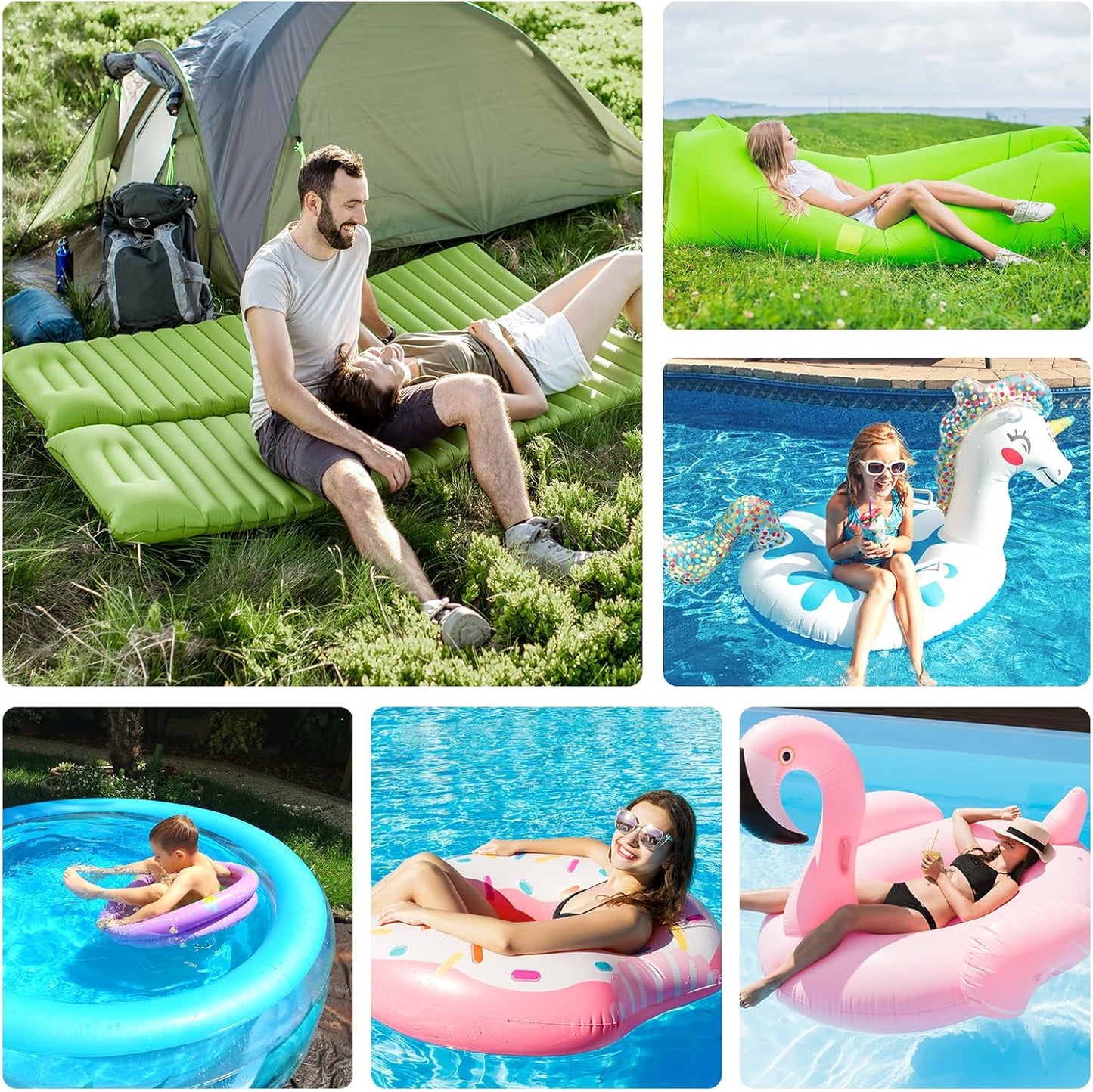 Skiennix Portable Air Pump - Rechargeable 400L/min Quick-Fill Inflator for Air Mattresses & Pool Floats