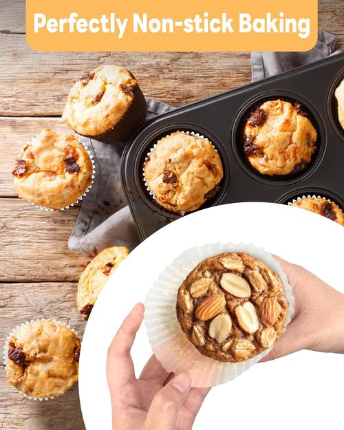 Bake Choice Jumbo Cupcake Liners - 100pcs Greaseproof Parchment Paper Muffin Wrappers for Parties & Events