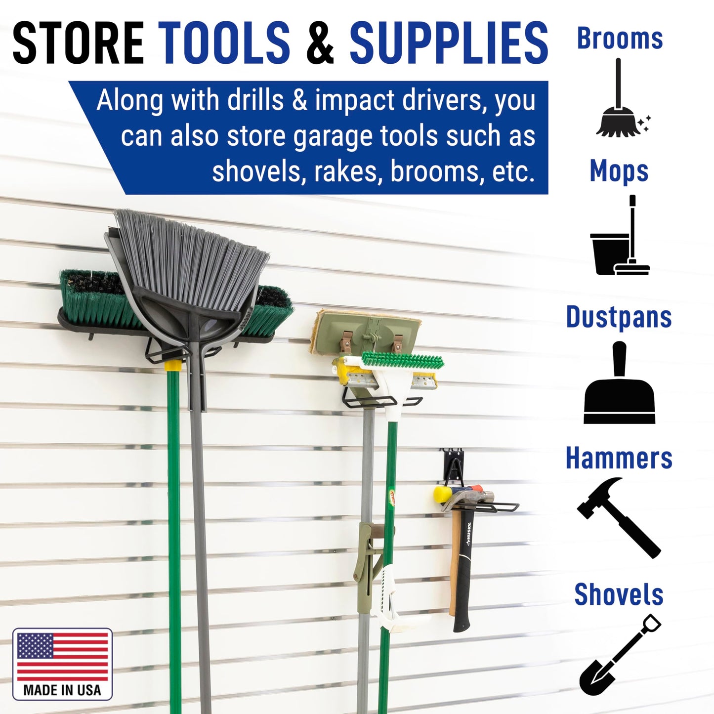 Victory Display Heavy Duty Garage Hooks | for Tools, Ladders, Garden Equipment | Fits Pegboard & Slatwall | Storage Hook for Hanging | Shed Wall Organizer for Tool Rack, Garage Wall Hangers | 3-Pack