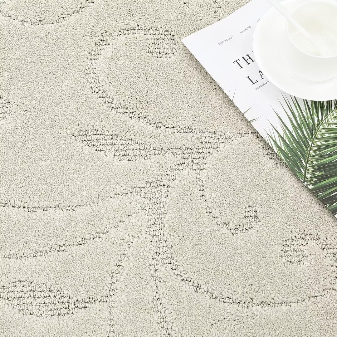 GlowSol Area Rug 4x6 Non-Shedding Modern Abstract Boho Tribal Throw - Thick Fluffy Moroccan for Bedroom, Living Room, Nursery, Beige