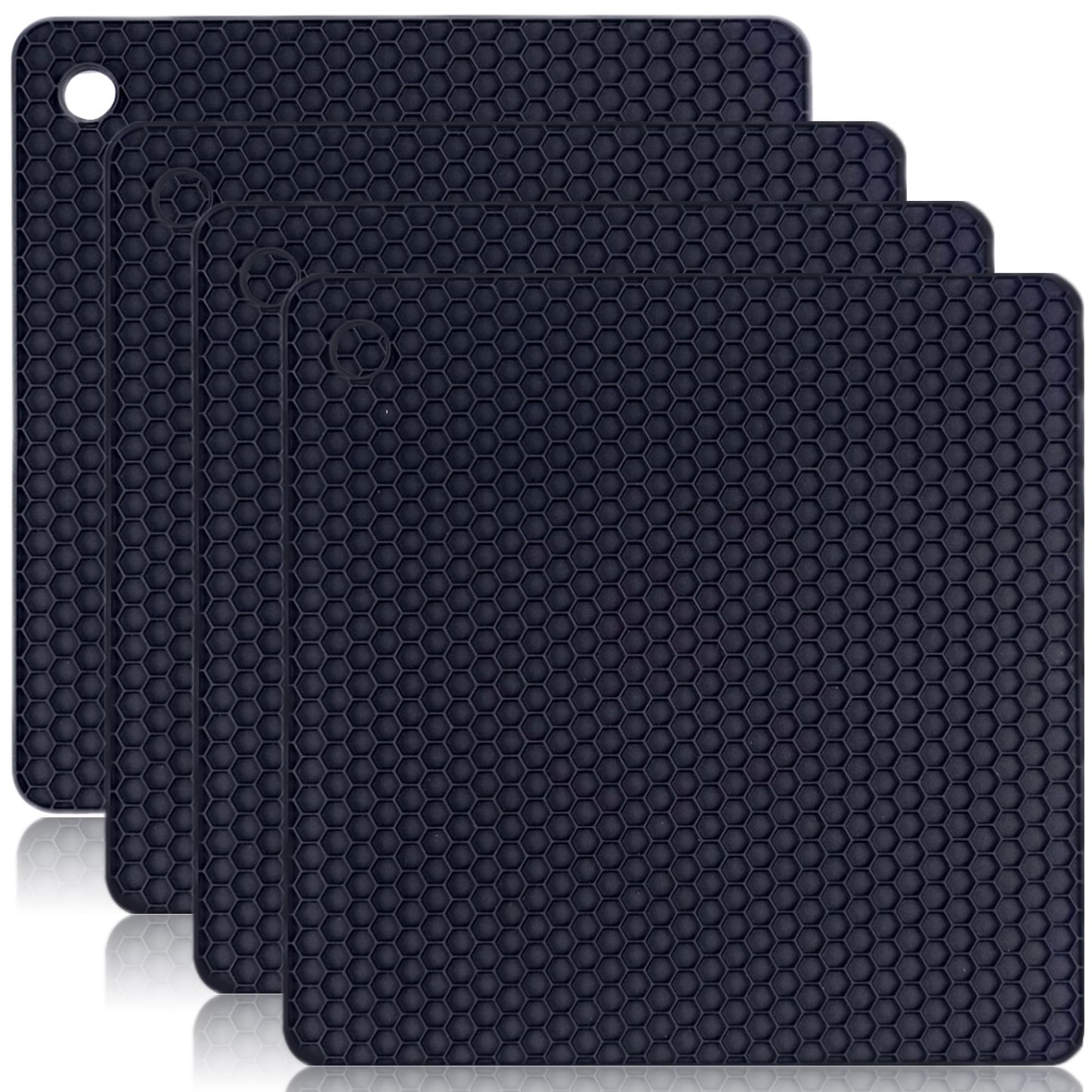 AICMEI Silicone Trivets for Hot Pots and Pans,Multipurpose Non Slip Heat Resistant Pot Holder,Heat Resistant Pot Holders Silicone Mats for Kitchen Countertops/Table (Square)