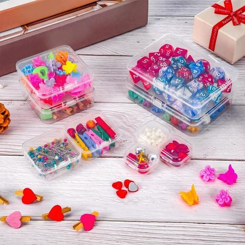 Clear Plastic Beads Storage Containers by [Brand Name] - 24 Packs with Hinged Lid for Crafts & Jewelry | 1.37 x 1.37 x 0.7 Inches