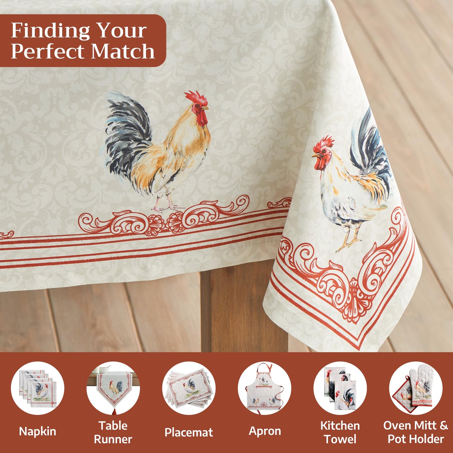 Maison d' Hermine Table Cloth Rectangle Table 100% Cotton 60 x 90 Inches Tablecloth Reusable Decorative Everyday Use for Dining Room, Farmhouse, Home, Party, Festive & Wedding Spring Summer - Campagne