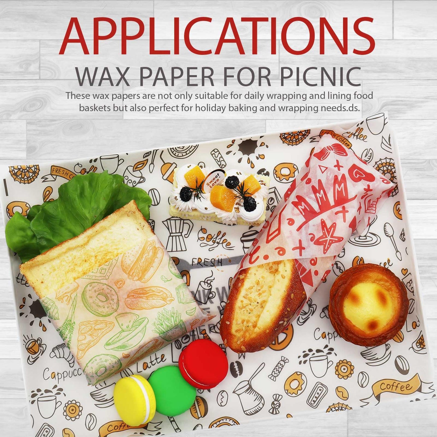 300pcs Deli Paper Sheets 11''x15'', Wax Paper Sheets for Food, Grease Resistant Sandwich Wrapping Paper, Premium Food Basket Liners for Bakery, BBQ, Picnic, Home Party, Festival and Outdoors