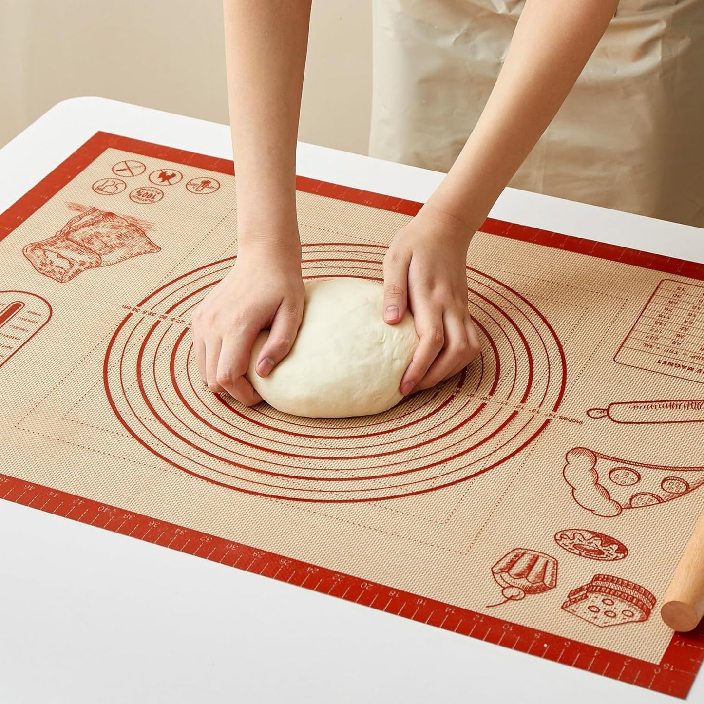 Skiennix Silicone Baking Pastry Dough Mat - 28x20 Inch Nonstick Rolling Sheet for Cookies & Bread