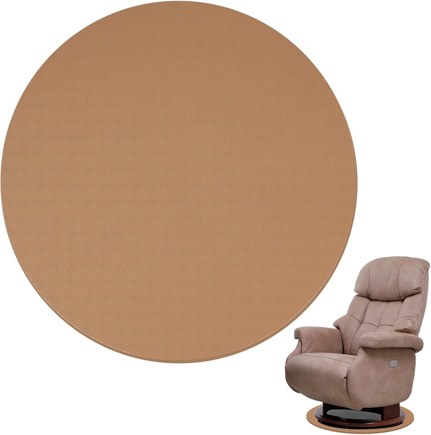 Skiennix Recliner Pads - Round Rubber Floor Mats Protect Hardwood & Tile from Scratches | Coffee Color