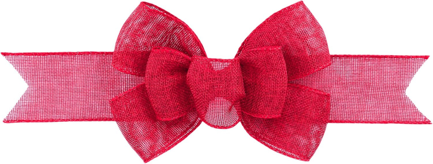 Meseey Hot Pink Burlap Christmas Bows - Handmade Large Bows for Wreaths & Holiday Decor