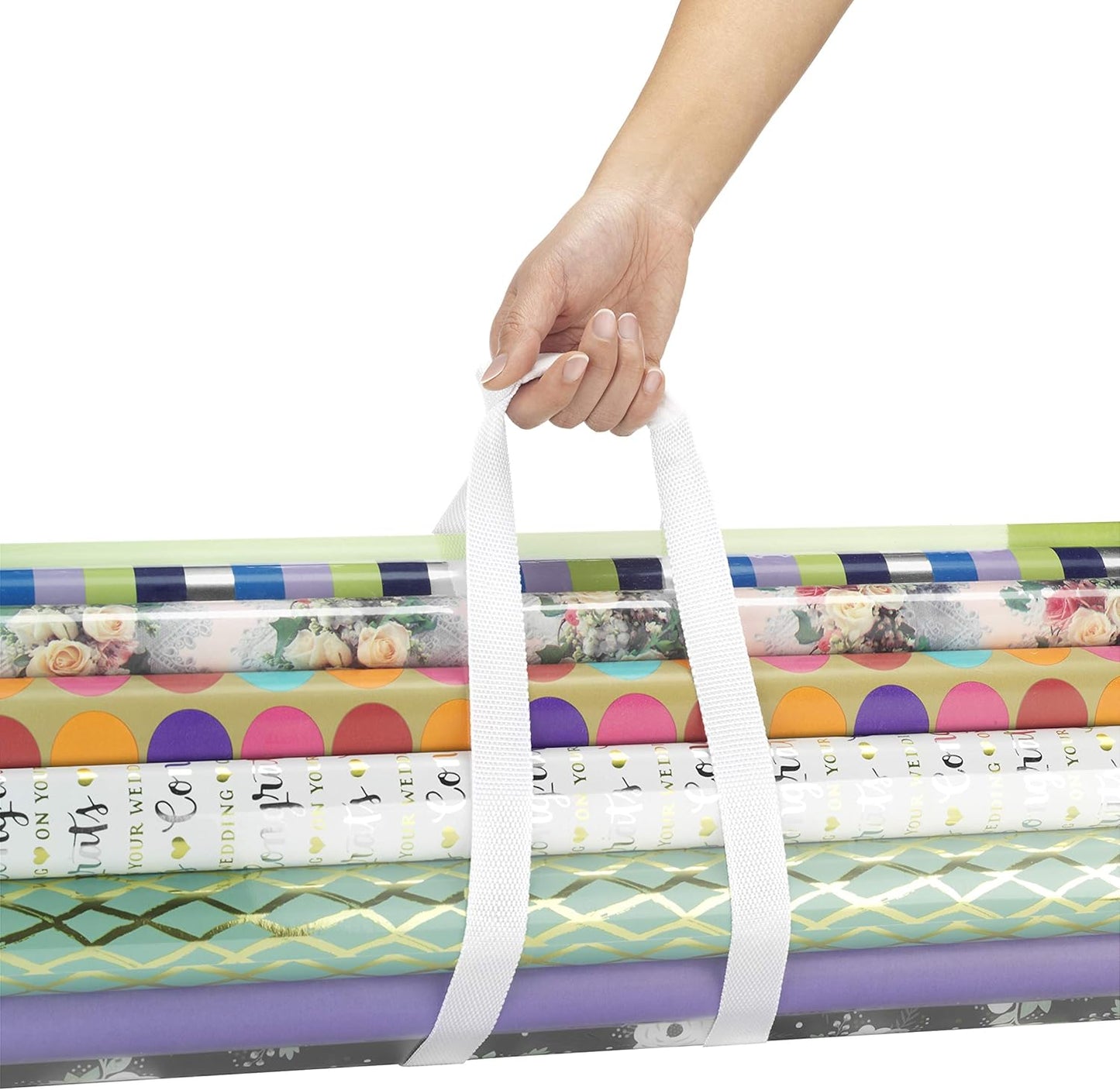 Whitmor Clear Gift Wrap Organizer - Zippered Storage for 25 Rolls | Perfect for Holiday Gifts