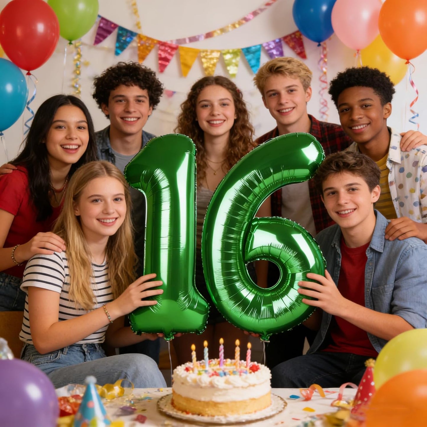 Skiennix 40-Inch Dark Green Number Balloons - Perfect for 16th Birthday & Wedding Decor | Large Foil Design