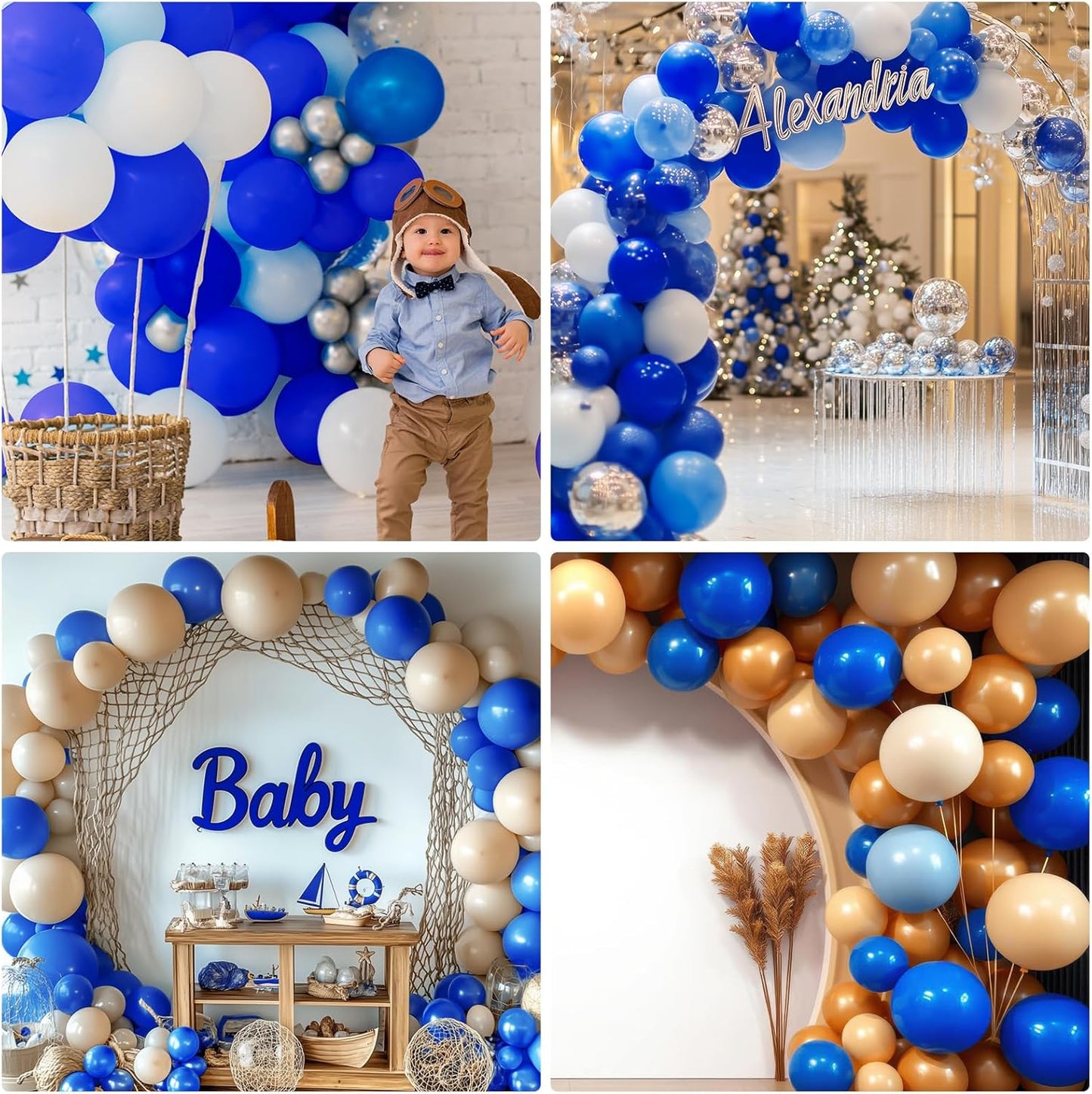 RUBFAC Royal Blue Balloon Arch Kit - 129-Piece Set with Various Sizes for Graduation, Birthday, and Baby Shower Decor