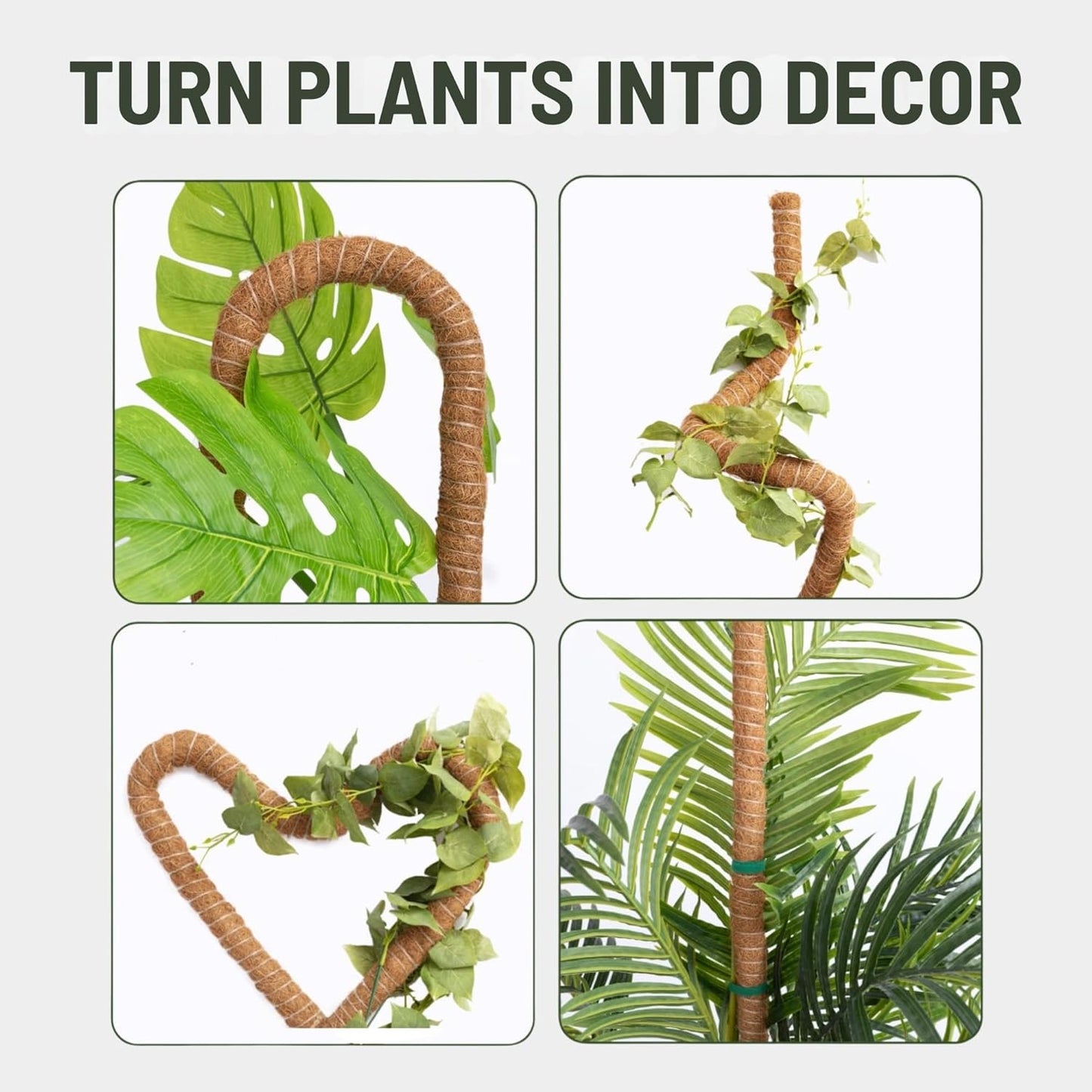 Skiennix 30-Inch Moss Pole - Handmade Coco Coir Support for Climbing Plants | 2-Pack for Monstera Growth