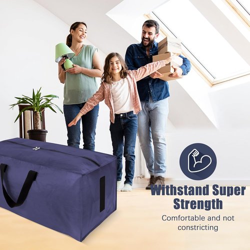 HOMESURE Large Water-Resistant Moving Bags - 4 Pack Heavy Duty Storage Totes with Zippers & Handles | Space-Saving Solution (Blue)