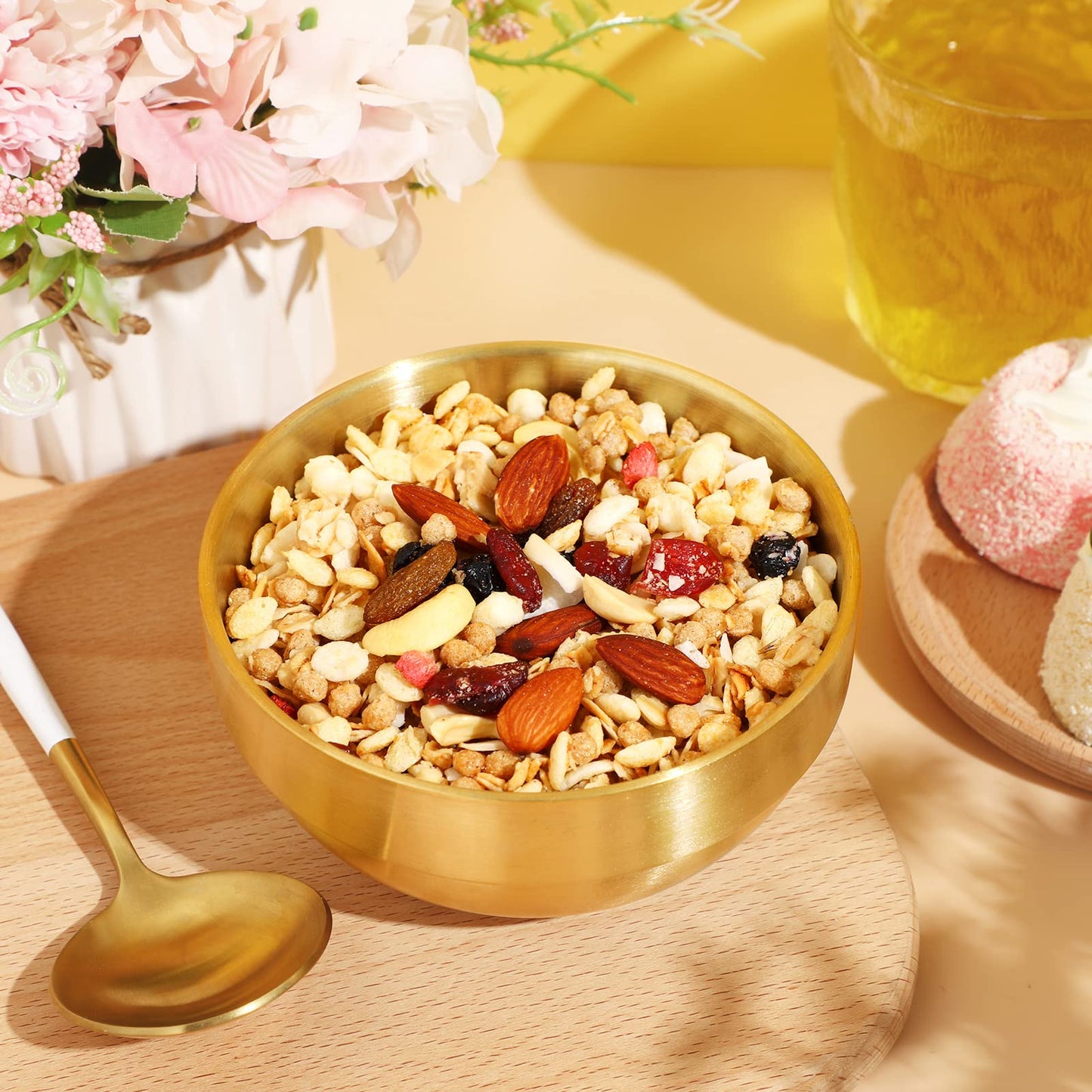 Lallisa 10 Pcs 304 Stainless Steel Gold Mixing Bowls 4.7 Inch Decorative Esthetician Bowls Metal Serving Bowl for Wedding Party Baking Prepping Serving Facial Salad Fruit Snack Soup