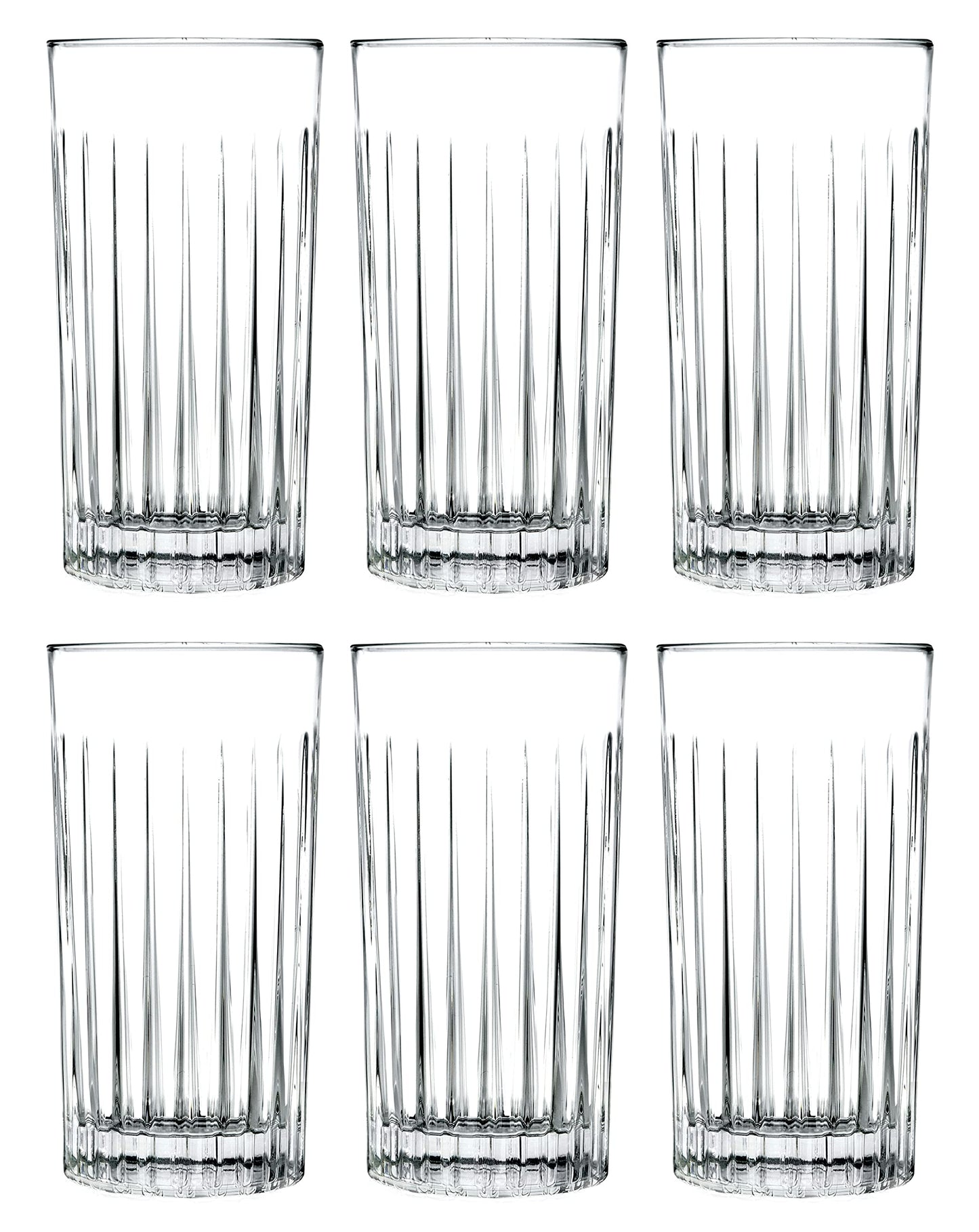 Barski Highball - Glass - Set of 6 - Hiball Glasses - Crystal Glass - Beautifully Designed - Drinking Tumblers - for Water, Juice, Wine, Beer and Cocktails - 15 oz Made in Europe