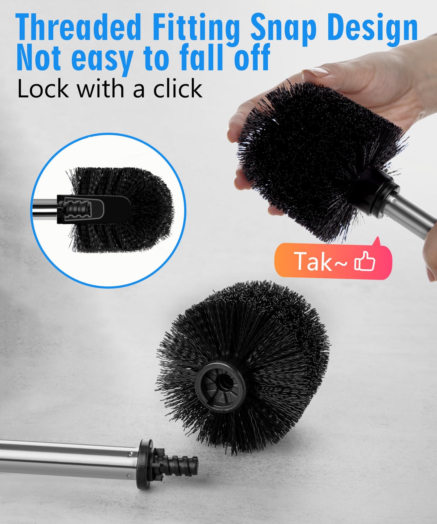 Viosuniu Ceramic Toilet Brush & Holder Set - Freestanding Deep-Cleaning Toilet Bowl Cleaner Brush, Stainless Steel Handle, Small & Sturdy for Storage, Easy to Clean, Non-Scratching, Rust-proof (Set/2)