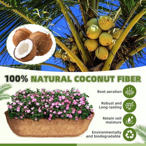 Coco Coir | 30 Inch Trough Liners - Natural Coconut Fiber for Wall Baskets & Planters (2 Pack)