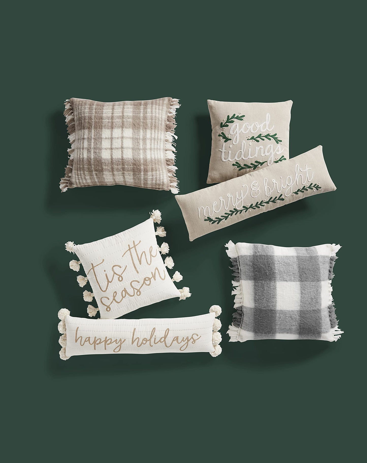 Mud Pie White and Gold Christmas Pillow, Tis' The Season