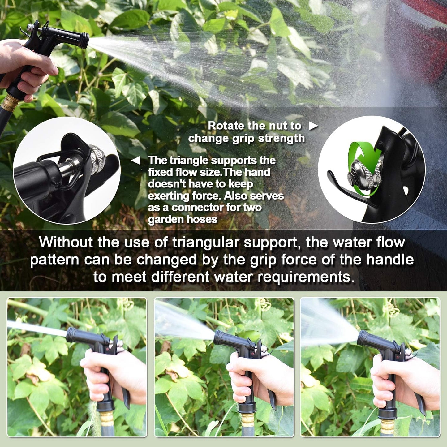 Skiennix Hose Nozzle - High Pressure Pistol Grip Sprayer | Adjustable Flow for Plants & Cars