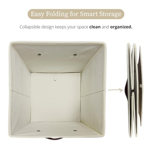 DECOMOMO Storage Cubes, 13x13x13 Storage Cube Bins with Labels, Fabric Organizer Bins (13" / 6pcs, Beige)