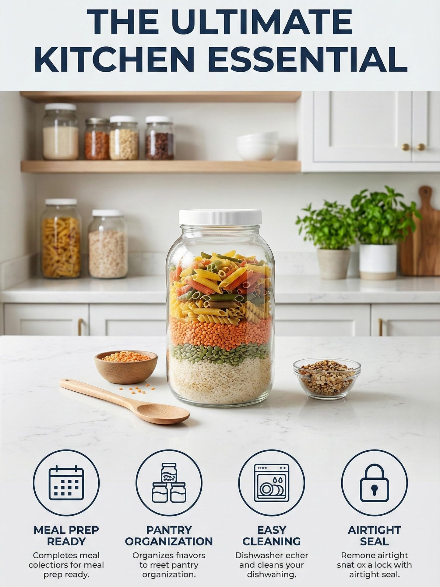 Sally's Organics Large 1 Gallon Glass Jars with Lids - Made in the USA - Wide Mouth BPA-Free Lid, Chalk Labels – Sun Tea, Fermenting, Kombucha, Pickling, and Cookie Storage Jar – USDA, Dishwasher Safe