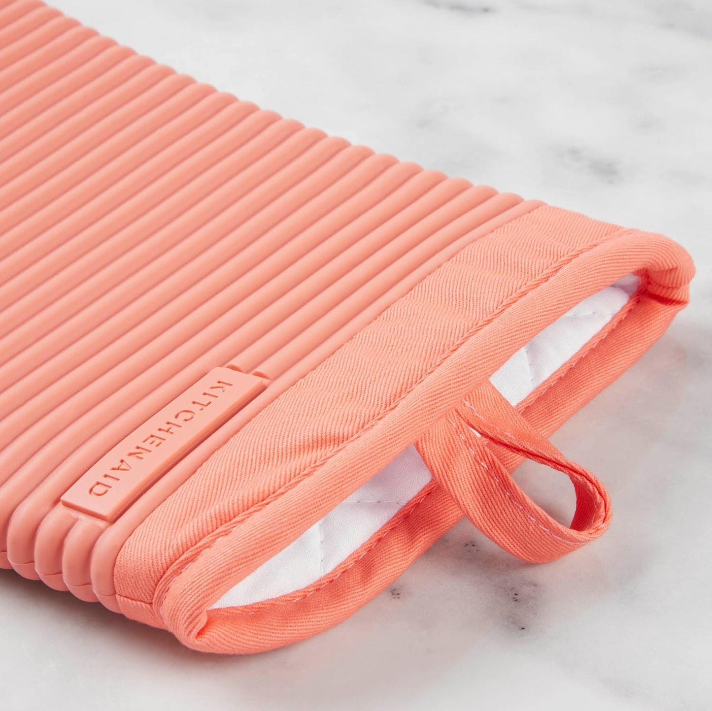 KitchenAid Ribbed Soft Silicone Oven Mitts - Heat Resistant 2-Pack Set, 7.5"x13", Bird of Paradise