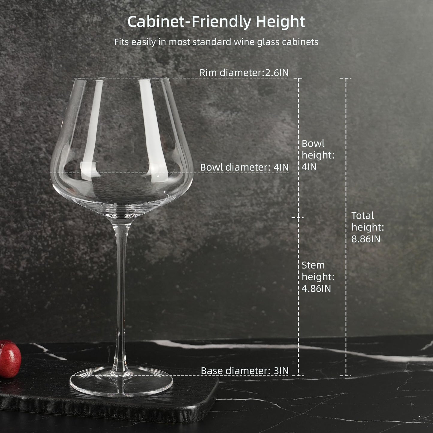 LASTURYCX Wine Glasses Set of 4, 18OZ Large Crystal Red Wine Glasses, Hand Blown Vintage Wine Glasses with Thin Rim, Large Bowl, Long Stem, Gifts for Wedding, Housewarming, Birthday