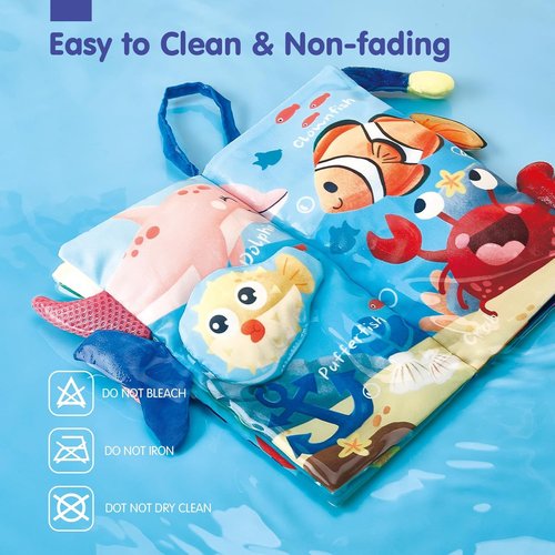 Hahaland Baby Toys - Soft Cloth Crinkle Books for Infants | 2-Pack Sensory Touch Books 0-12 Months