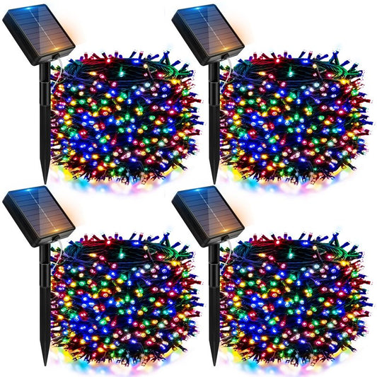 btfarm 4 Pack Solar Christmas Lights Outdoor, Total 157Ft 480LED Solar String Lights Outside Waterproof, 8 Modes Twinkle Tree Light Solar Powered for Xmas Garden Patio Party Wedding Decor, Multicolor