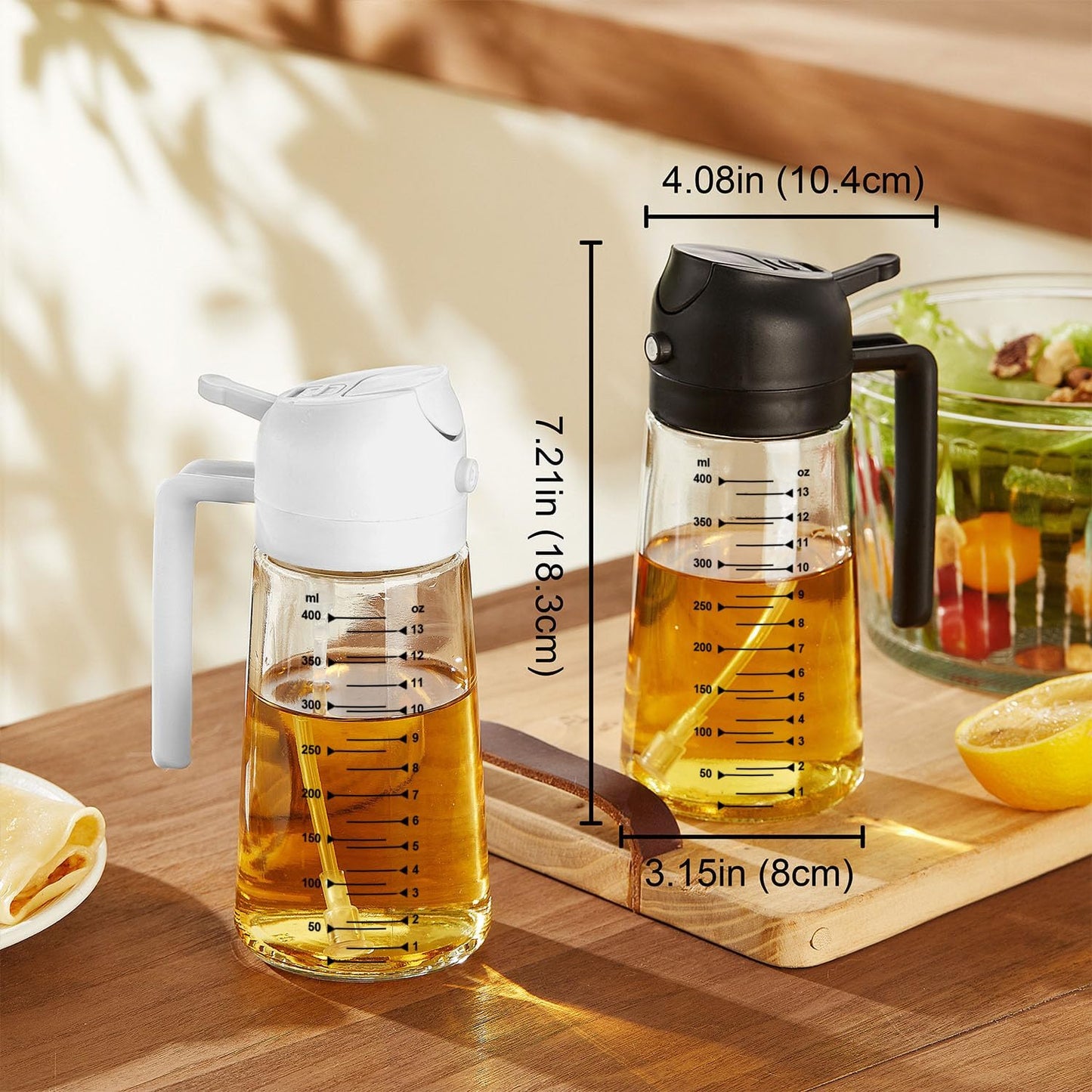 TrendPlain 16oz Glass Olive Oil Sprayer - 2-in-1 Dispenser for Cooking, Air Fryer & BBQ - Periwinkle