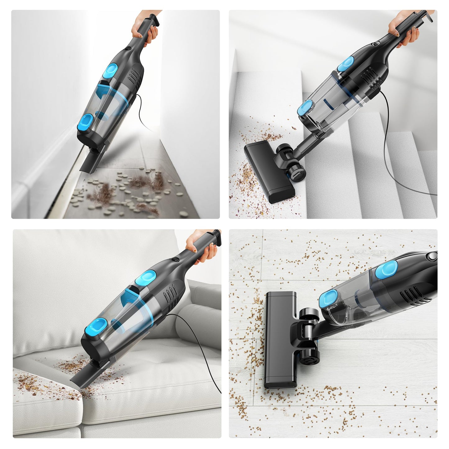 Vazone R6X Corded Stick Vacuum Cleaners for Home, 20Kpa Powerful Suction Stick Vacuum with 16Ft Cord, 2 in 1 Lightweight Handheld Vacuum Cleaner for Hardwood Floor Pet Hair