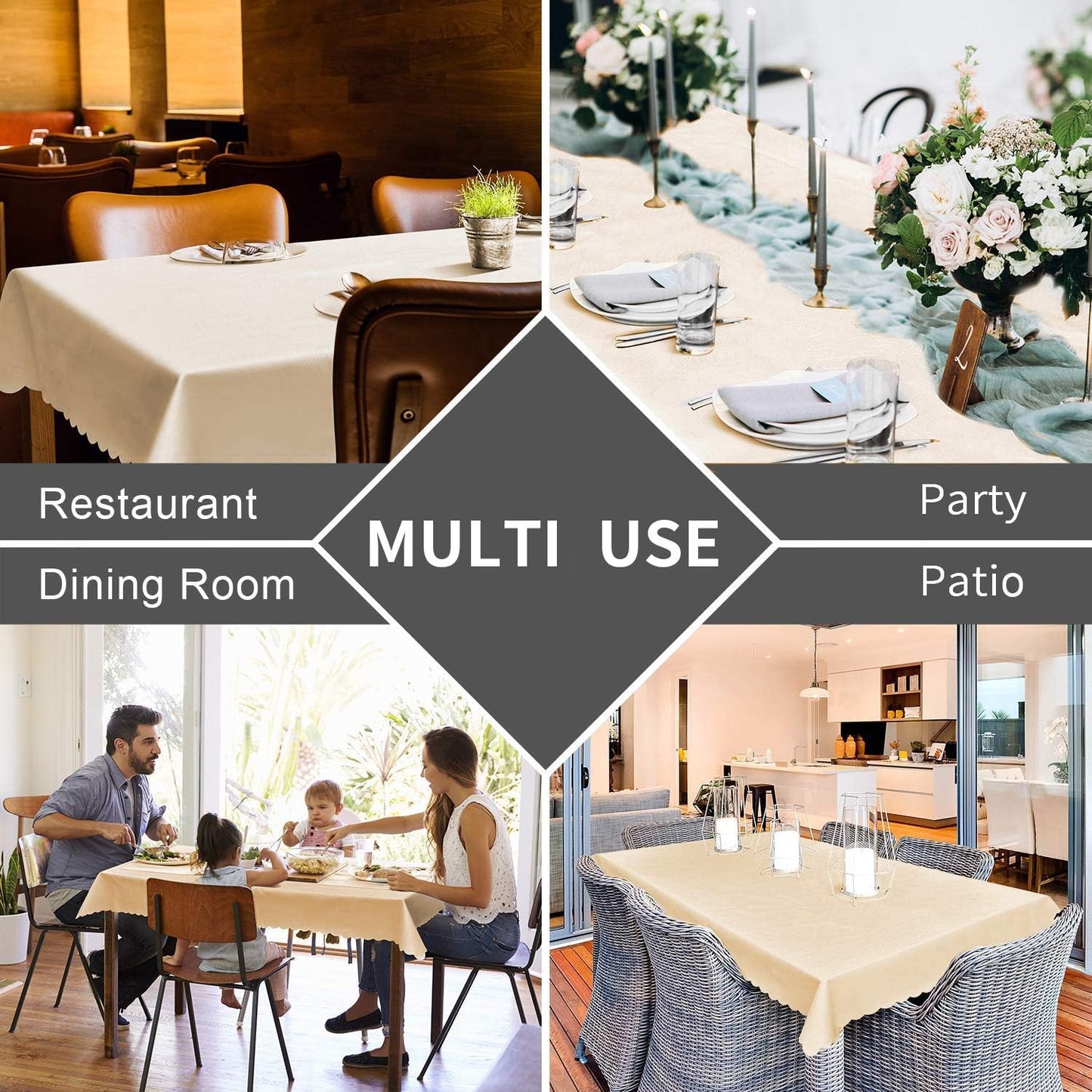 Smiry Square Table Cloth, Waterproof Heavy Duty Vinyl Tablecloths, Wipeable Washable Table Cover for Kitchen and Dining Room (Brown, 70" X 70")