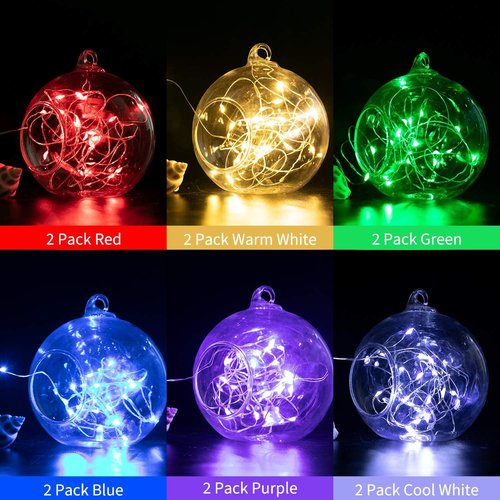 Brightown 12-Pack LED Fairy Lights - Battery Operated, Waterproof Silver Wire, 7 Feet for Weddings & Parties
