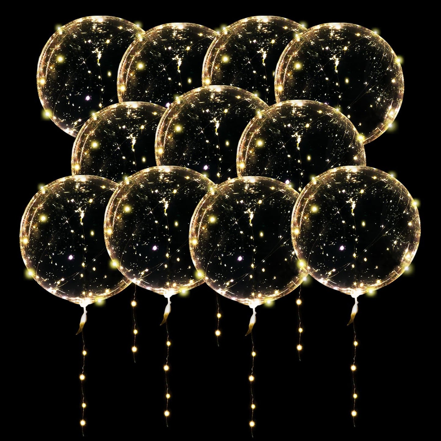 ComboJoy 20 Pack Led Balloons Light Up with Warm White Lights, 25 Transparent Balloons and 20 Pcs Led Lights, Perfect Supply for Wedding, Birthday Party, Glow Stick Party
