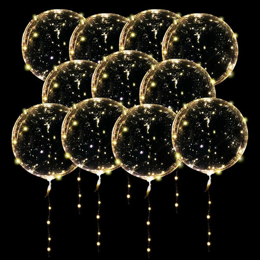 ComboJoy 20 Pack Led Balloons Light Up with Warm White Lights, 25 Transparent Balloons and 20 Pcs Led Lights, Perfect Supply for Wedding, Birthday Party, Glow Stick Party