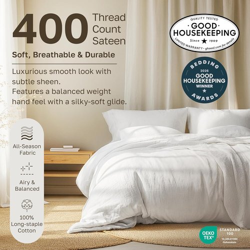 California Design Den Queen Sheet Set - 100% Cotton, 400 Thread Count, Silky Smooth Sateen, Deep Pockets - Grey