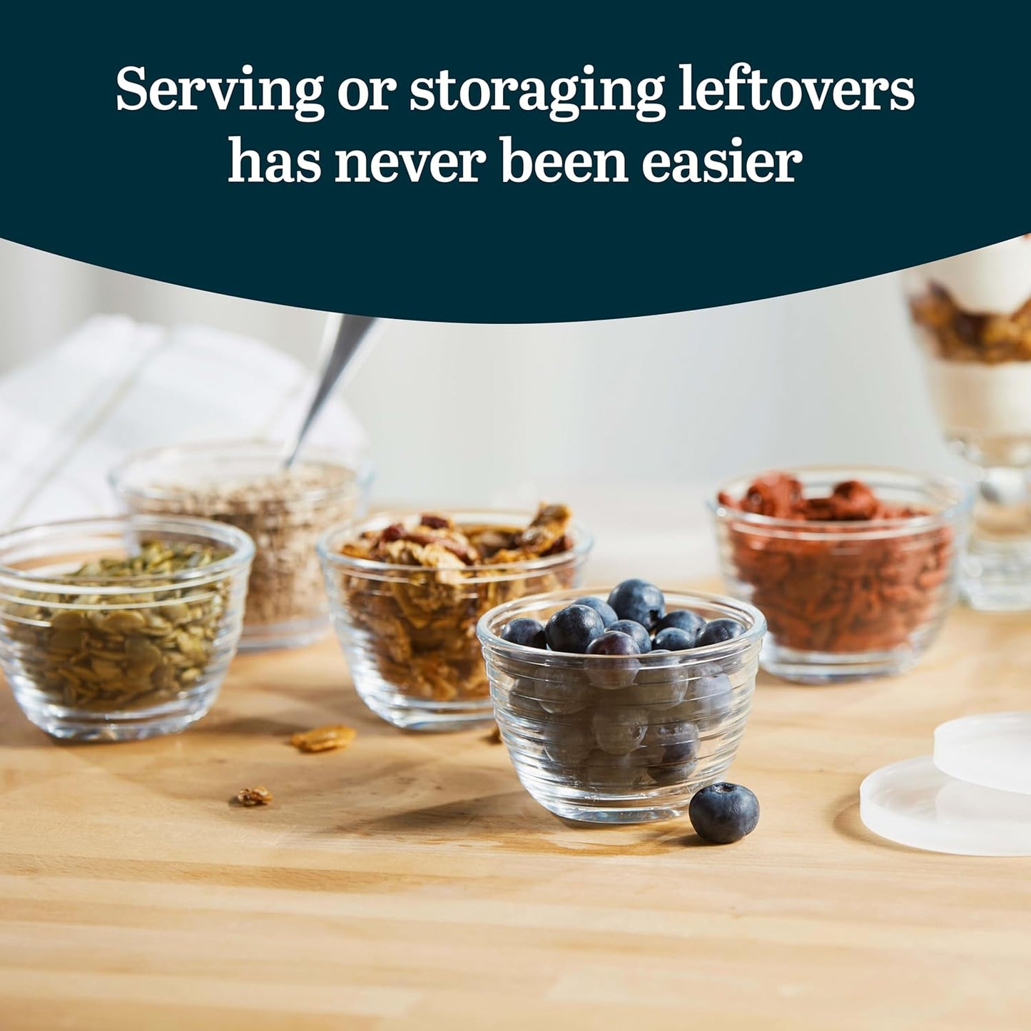 Libbey Small Glass Bowls - Set of 8 Dishwasher Safe Containers with Lids for Fresh Leftovers | Ideal for Meal Prep