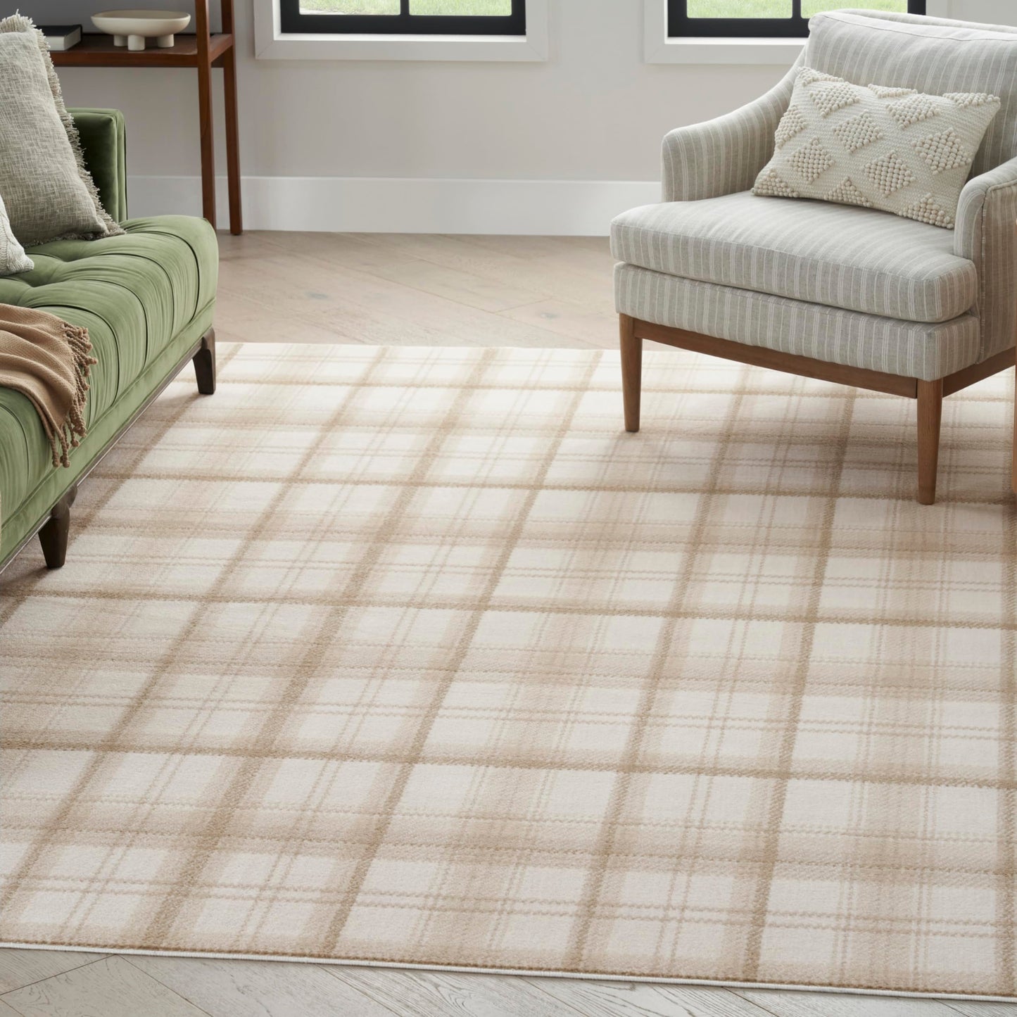 Nourison Home Grafix Ivory Beige 3'9" x 5'9" Area Rug - Easy Clean, Non Shedding, Bed Room, Living Room, Dining Room, Kitchen (4' x 6')