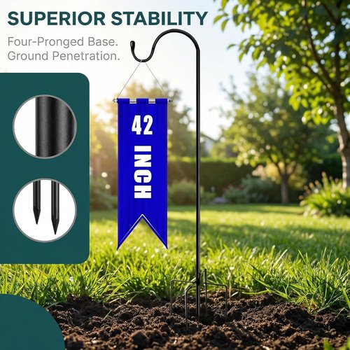 Heavy Duty Metal Garden Flag Stand by [Brand Name] - 42 Inch Weatherproof Yard Flag Pole Holder for Outdoor Decor (Black)
