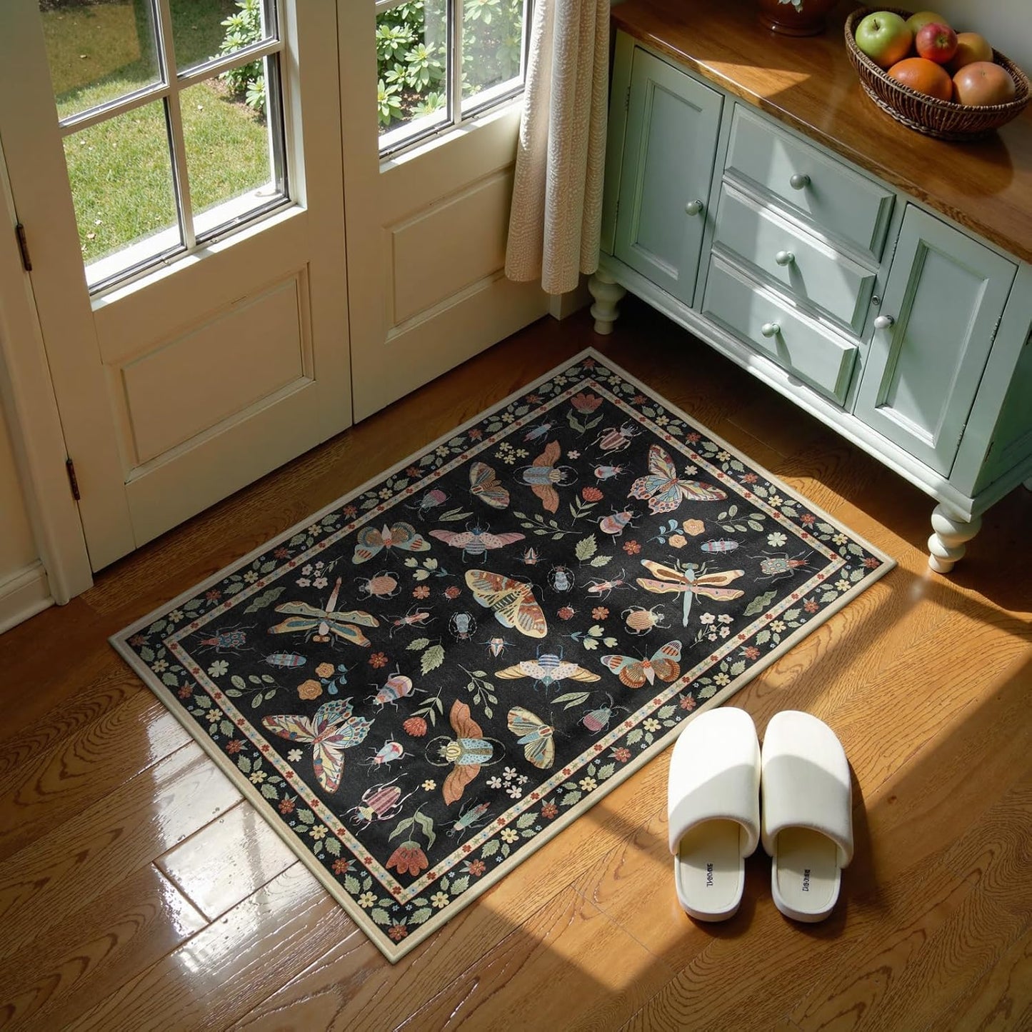 Lahome Washable Insect Rug - Soft Non-Slip Indoor Mat for Entryway & Bathroom | 2x3 ft, Black