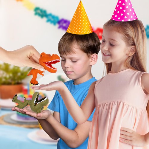 ArtCreativity Mini Dinosaur Grabber Toys - Set of 12 Small Grabbers - Orange and Green Dinosaur Toys for Kids - Fun T-Rex Dinosaur Party Favors for Boys - Dino Party Supplies Ages 3 Plus