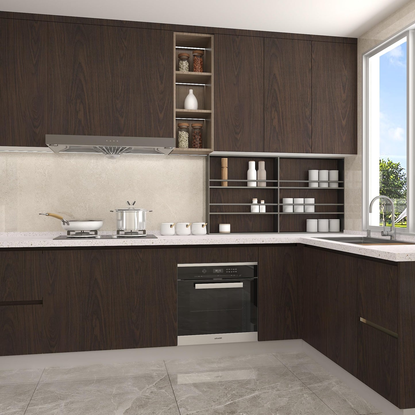 BAYYA Dark Brown Wood Grain Contact Paper Waterproof Peel and Stick Wallpaper Black Walnut Furniture Sticker for Kitchen Cabinet Table Floor Shelf Drawer Liner Self-Adhesive Vinyl Film Wall Covering